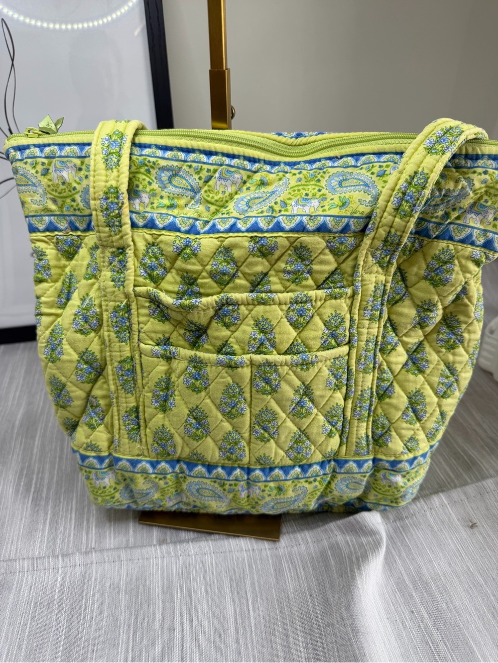 Vera Bradley Citrus Green & Blue Elephant & Paisley Tote